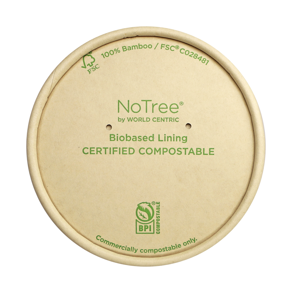 World Centric Compostable Fiber Lid for 12-16 oz NoTree Tall Bowls