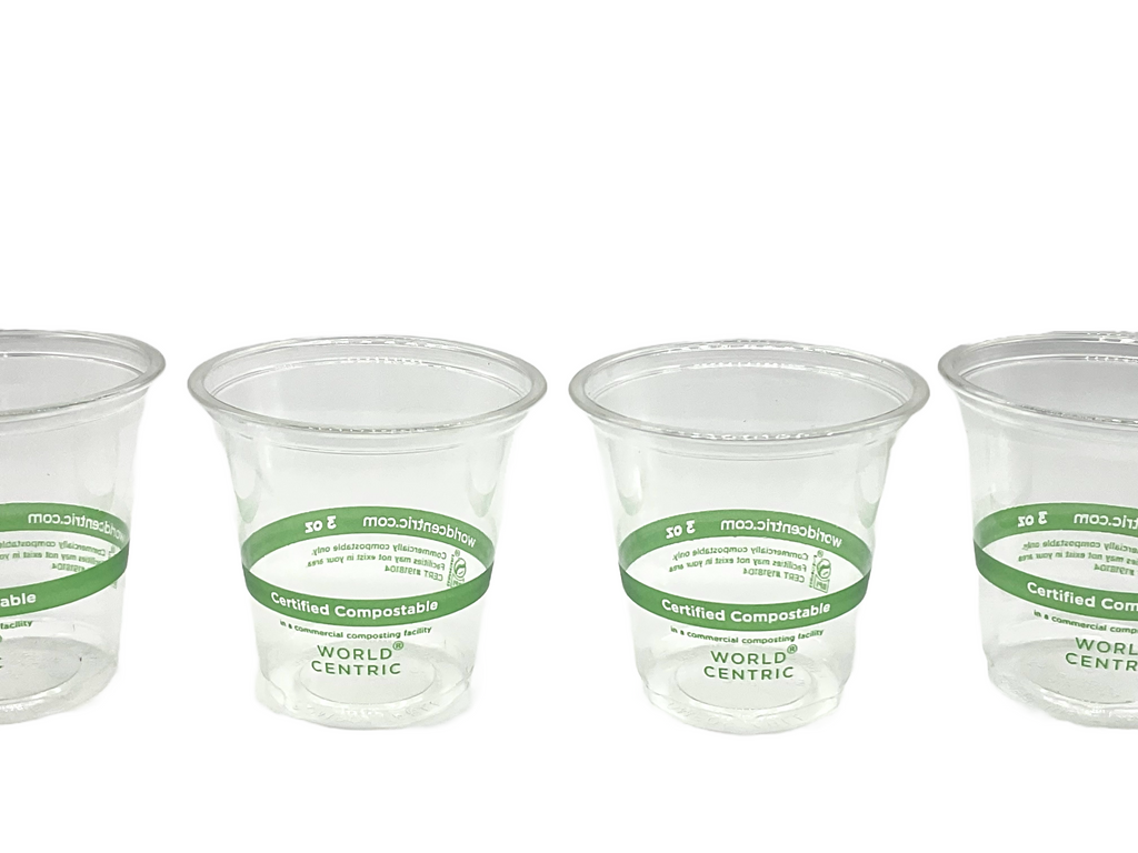 World Centric 3 oz PLA Certified Compostable Clear Tasting Cups