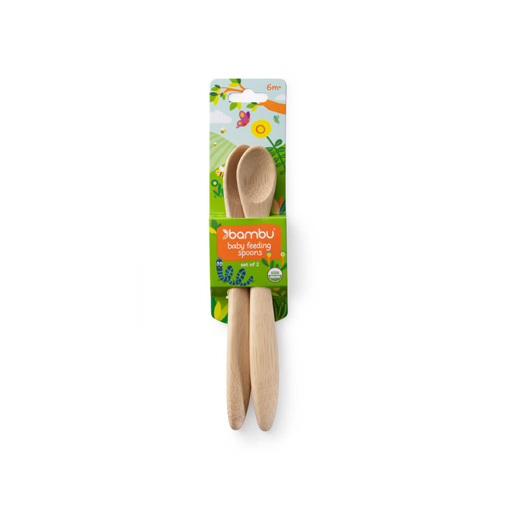 Organic Bamboo Baby Feeding Spoons, set of 2