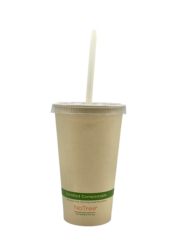 Certified Compostable NoTree Fiber Cup with PLA Compostable Lid