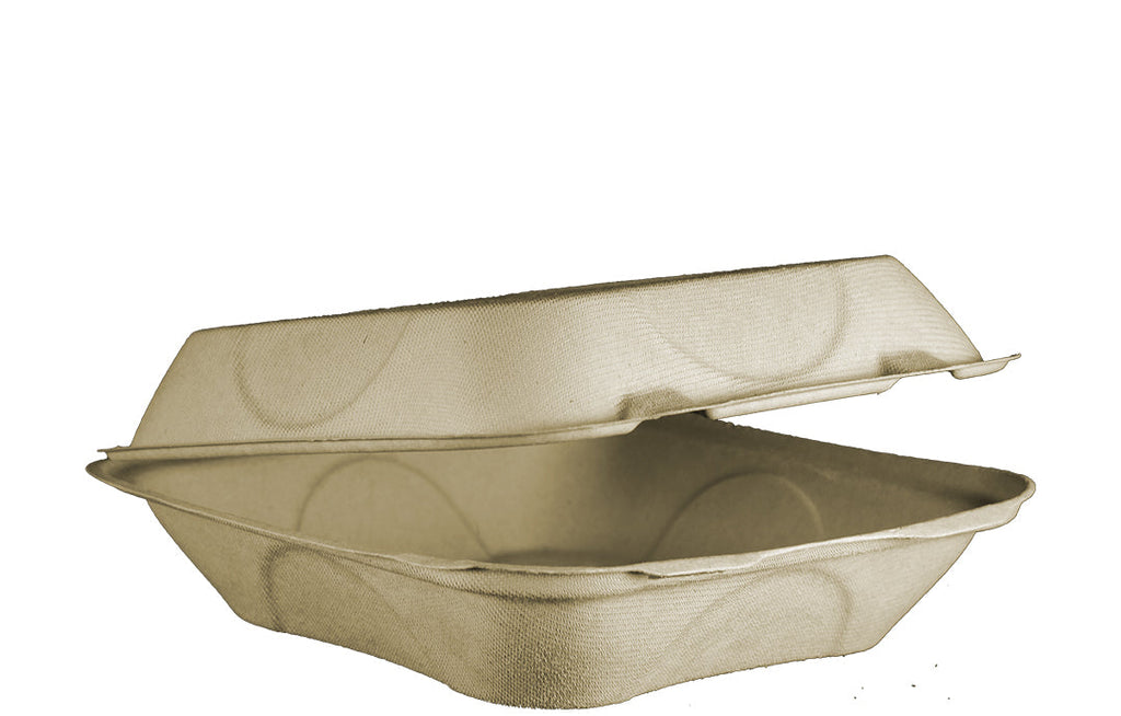 8x8x3 Certified Compostable Fiber Clamshell Take-out Container