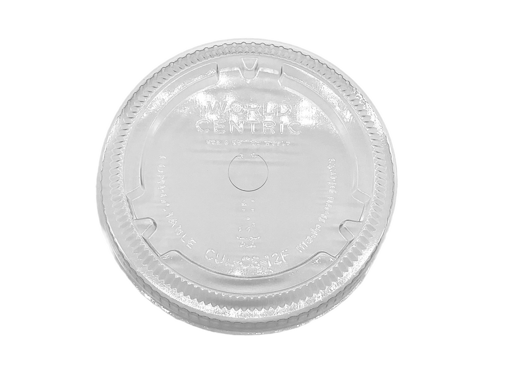 World Centric PLA Certified Compostable Lid with straw hole which fits 12-24 oz Clear Cold Cups