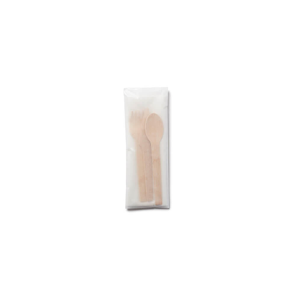 Pre-Sealed Disposable Bamboo Flatware Set with Bamboo napkin