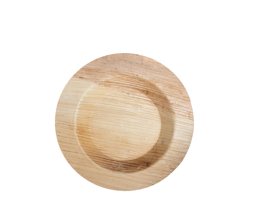 Disposable 6-inch Round Palm Leaf Plate with Lip