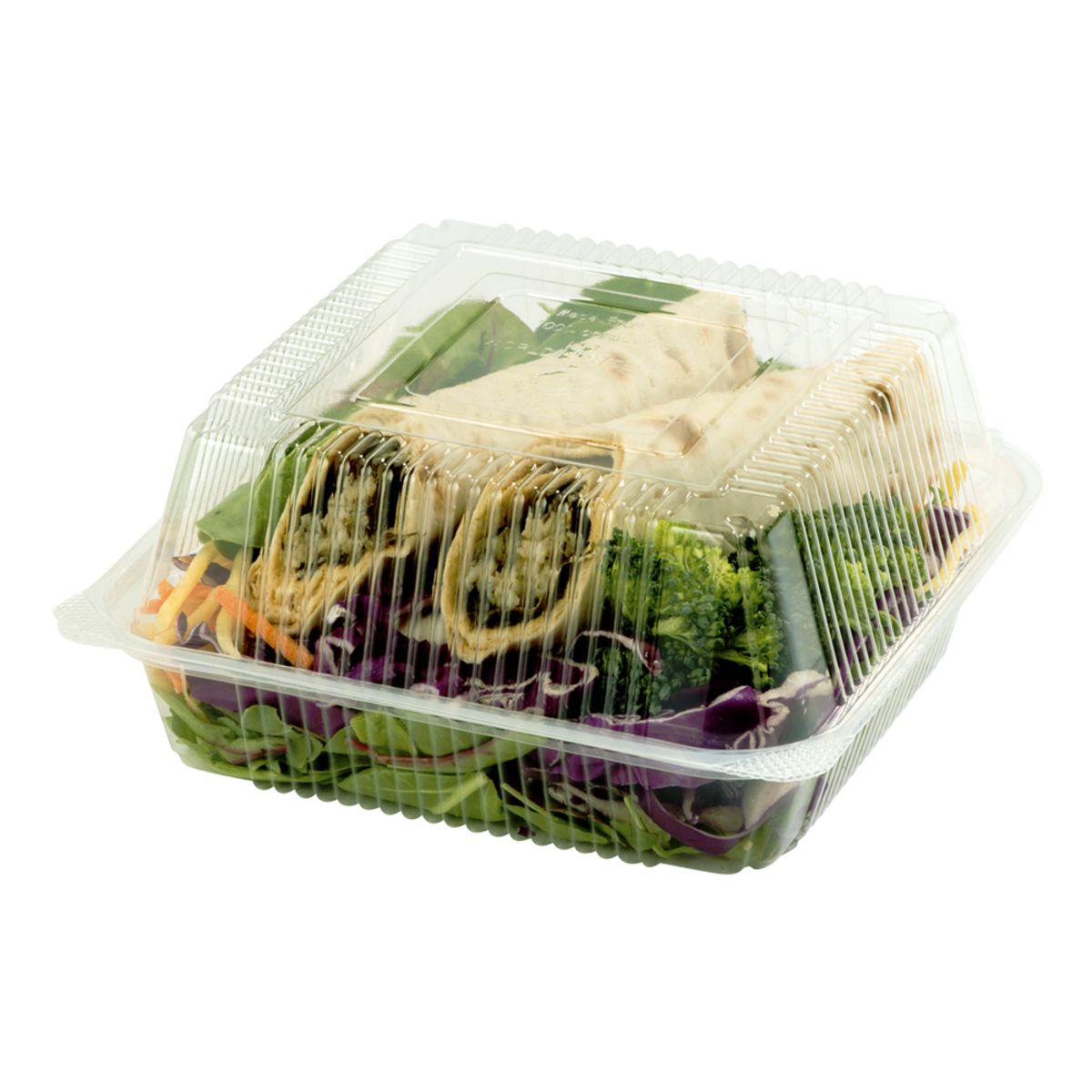 World Centric compostable clear PLA hinged clamshell for deli and grab-and-go foods