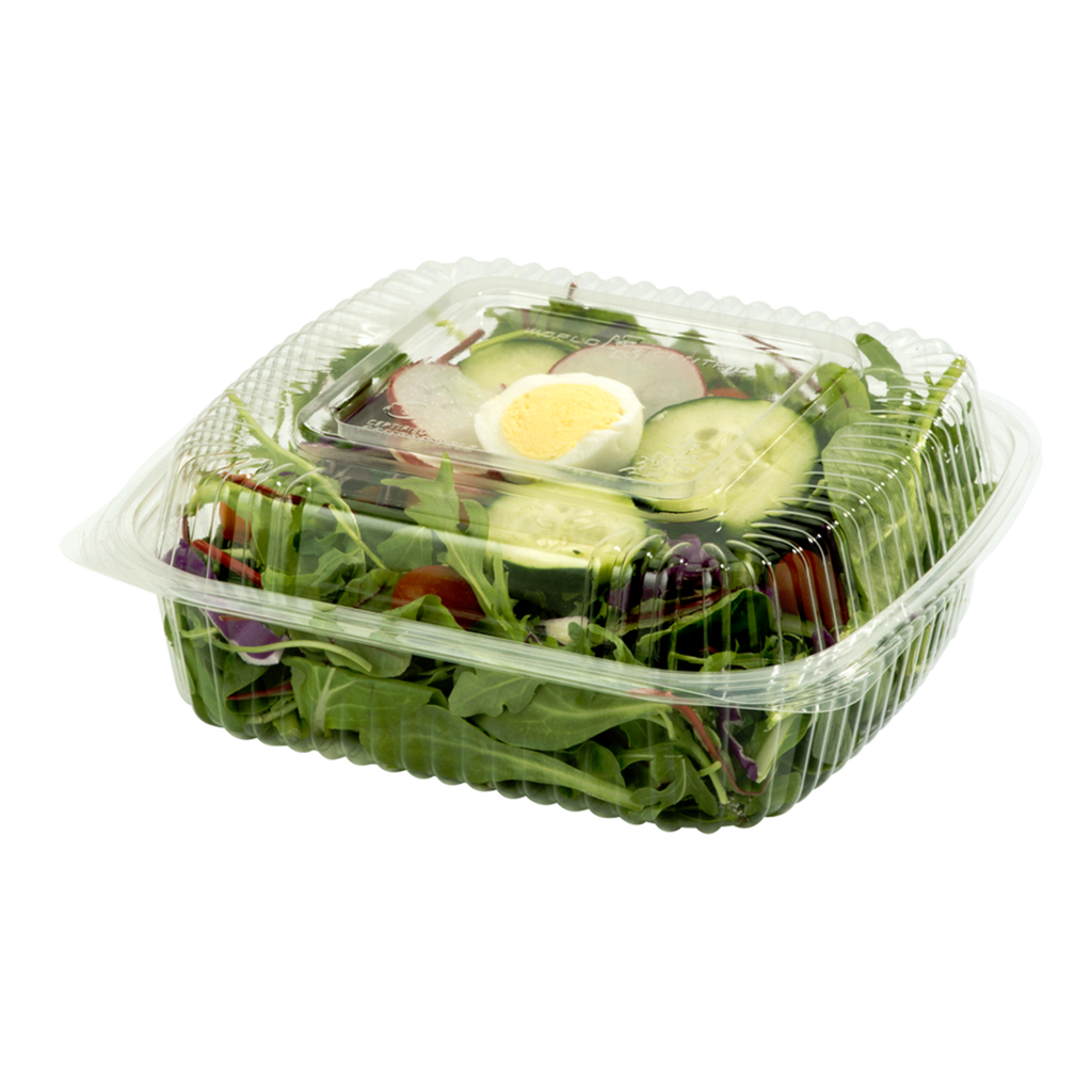 World Centric Compostable PLA 8x8x3 Clear Hinged Clamshell