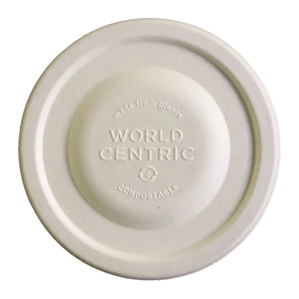 World Centric Certified Compostable Fiber Lid to fit 12-32 oz NoTree Bowls, low profile