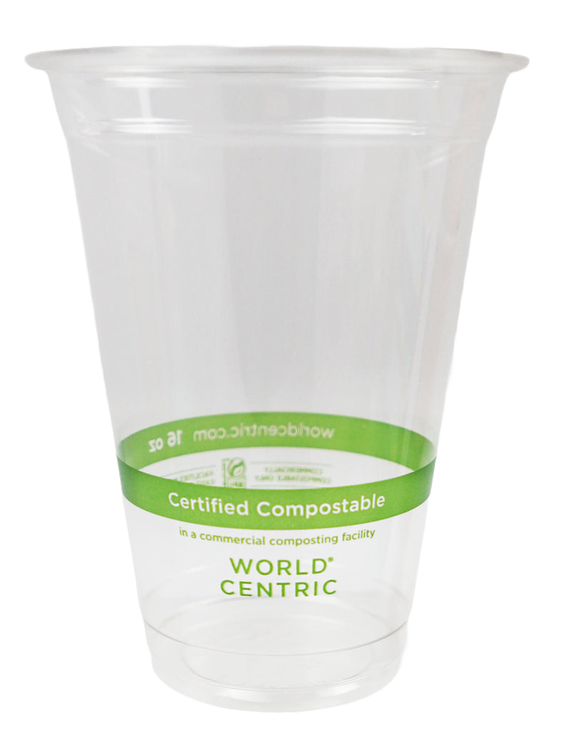 World Centric Compostable PLA 16 oz Clear Cold Cup