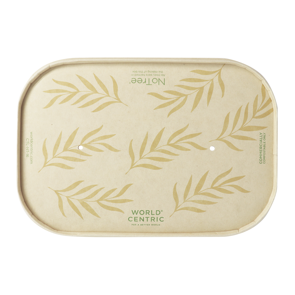 16-32 oz Compostable NoTree Fiber Rectangular Container Lid