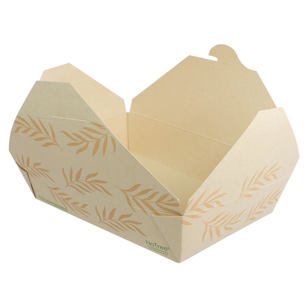World Centric 50 oz NoTree Paper folded container. Certified Compostable.