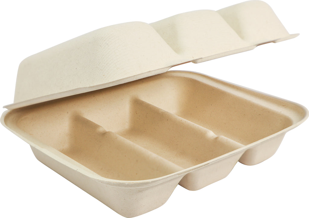 World Centric 3-Compartment Compostable Fiber Taco Box